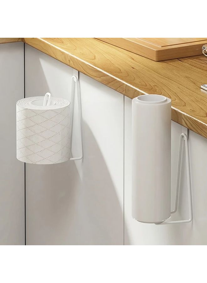 White Wall Mounted Toilet Paper Holder No Drill Easy Install Space Saving Bathroom Storage - Image 3