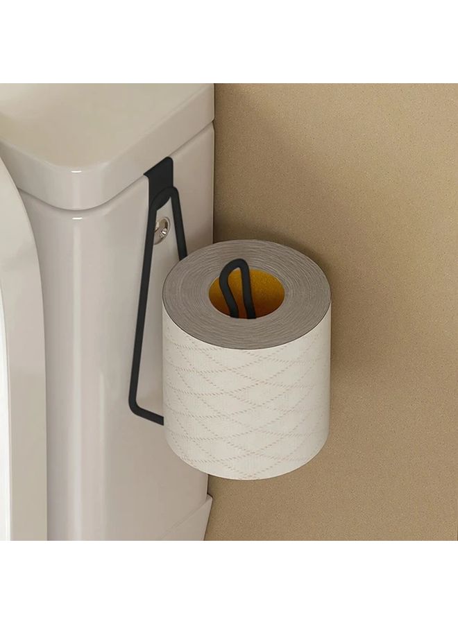 White Wall Mounted Toilet Paper Holder No Drill Easy Install Space Saving Bathroom Storage - Image 2