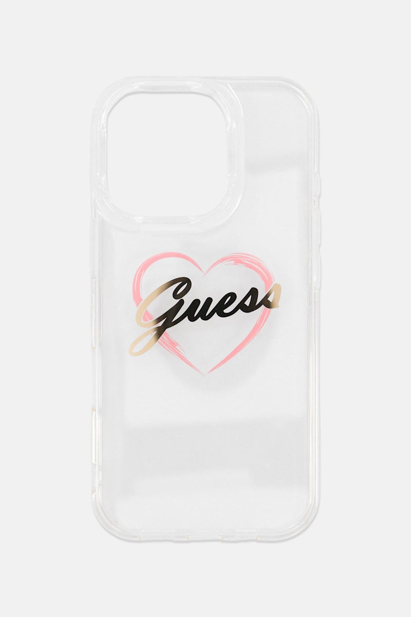 GUESS iPhone 16 Pro Magsafe Brand Logo Protective Case, Transparent - Image 1
