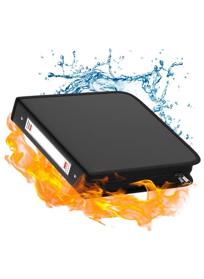 ZOOPIP Fireproof 3 Ring Binder with Zipper,1 Inch D Rings Hold up 245 Sheets of 8.5" x 11" (A4),Compatible with Clear Page Protectors, Built-in net and Pen Holder (1 Pcs, Black, 1") - Image 1