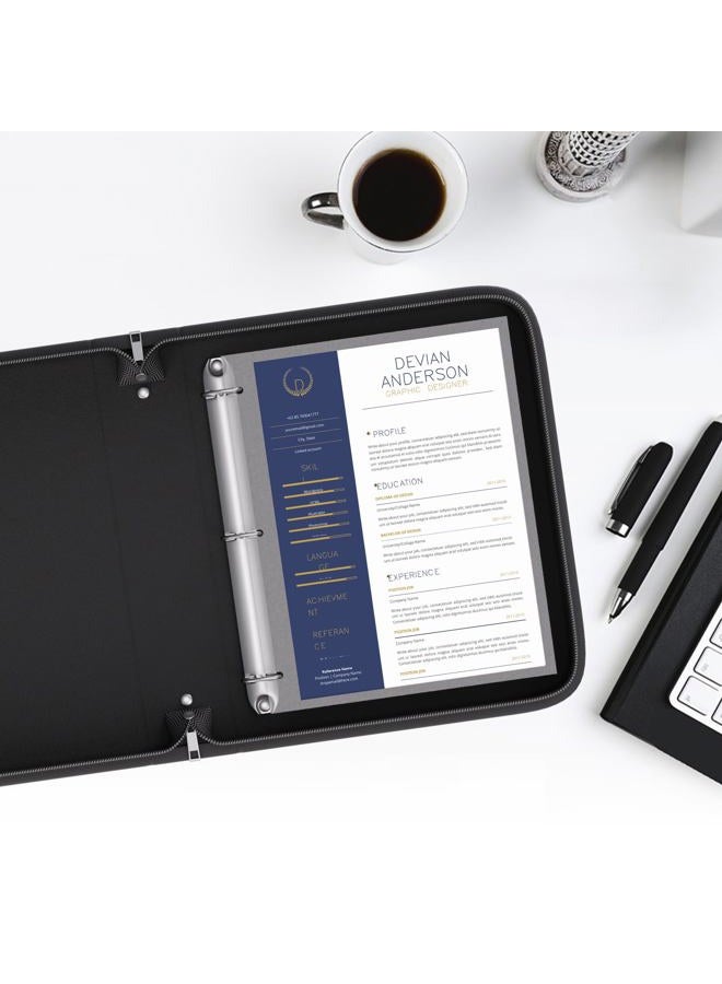 ZOOPIP Fireproof 3 Ring Binder with Zipper,1 Inch D Rings Hold up 245 Sheets of 8.5" x 11" (A4),Compatible with Clear Page Protectors, Built-in net and Pen Holder (1 Pcs, Black, 1") - Image 5