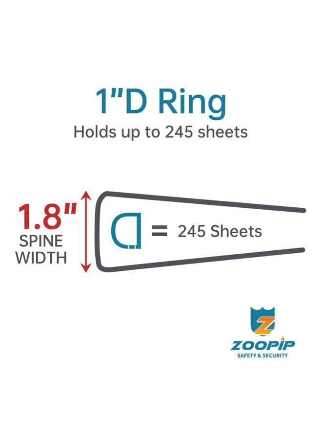 ZOOPIP Fireproof 3 Ring Binder with Zipper,1 Inch D Rings Hold up 245 Sheets of 8.5" x 11" (A4),Compatible with Clear Page Protectors, Built-in net and Pen Holder (1 Pcs, Black, 1") - Image 3