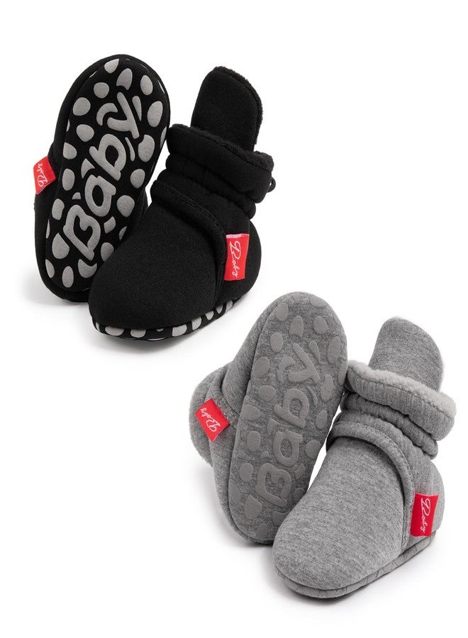 Babelvit Newborn Baby Boy Girl Soft Fleece Booties Stay On Infant Slippers Socks Shoe Non Skid Gripper Toddler First Walkers Winter Ankle Crib Shoes - Image 1