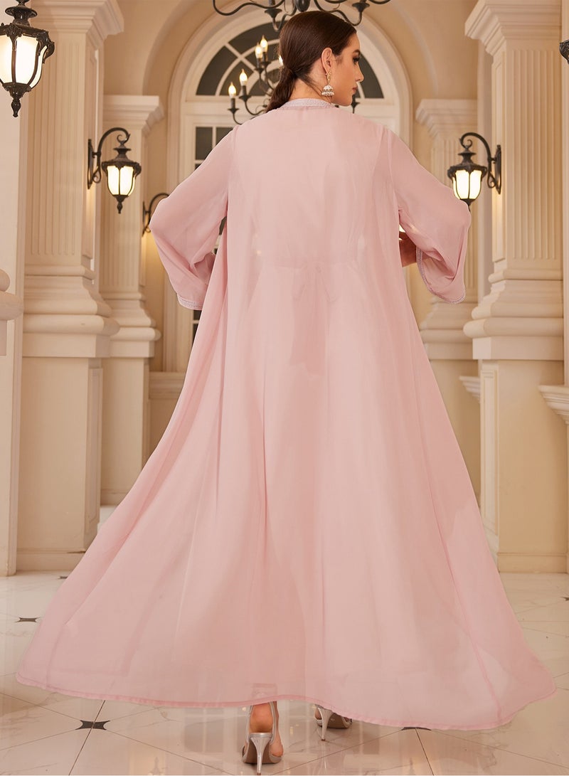 إسكدنيا أناقة مطرزة طويلة الأكمام فساتين جلابية الشيفون العباية فساتين سهرة دبي مسلم عيد - Image 2