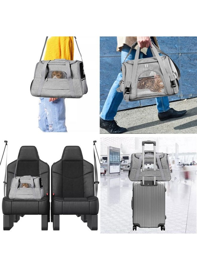 Kathson - kathson Rabbit Travel Carrier Bag Airline Approved Pet Pocket Breathable Mesh Window Portable Hand Bag with Locking Safety Zippers for Small Dogs Cats Bunnies and Small Animals (Grey) - Image 1