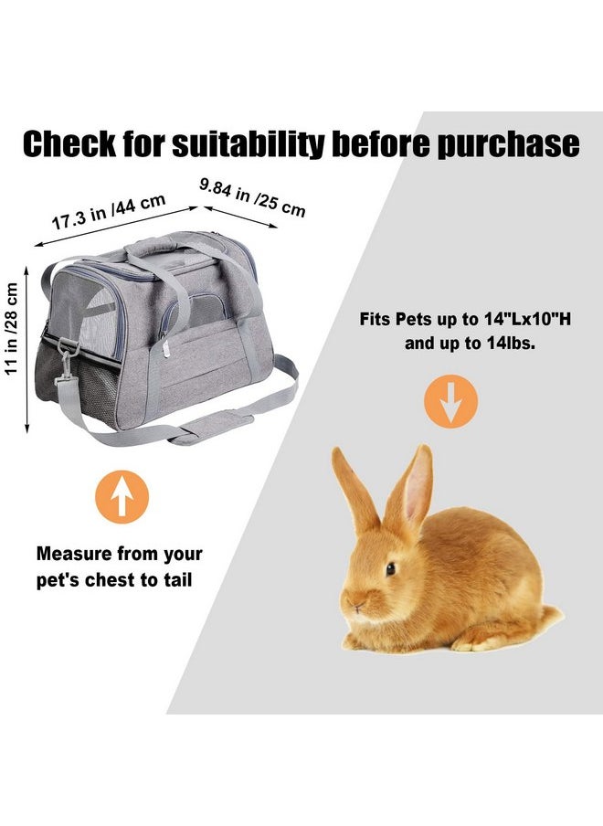 Kathson - kathson Rabbit Travel Carrier Bag Airline Approved Pet Pocket Breathable Mesh Window Portable Hand Bag with Locking Safety Zippers for Small Dogs Cats Bunnies and Small Animals (Grey) - Image 1