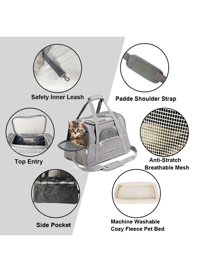 Kathson - kathson Rabbit Travel Carrier Bag Airline Approved Pet Pocket Breathable Mesh Window Portable Hand Bag with Locking Safety Zippers for Small Dogs Cats Bunnies and Small Animals (Grey) - Image 1