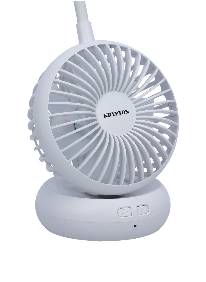 KRYPTON - Krypton Rechargeable Desk Lamp with Mini Fan - 3.5" | 14 Pcs Led with 3 Dimmable Brightness Option with 3 Speed Fan | 1800 Mah Battery | Ideal for Table, Desk, Home, Office & More , KNDL5406 - Image 1