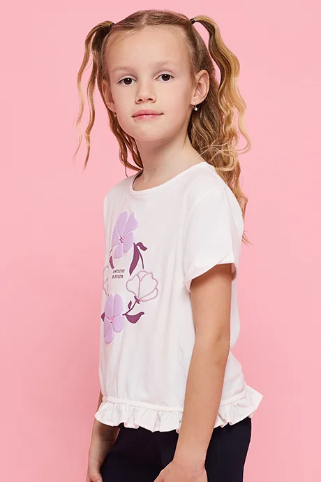 R&B Printed T-Shirt with Crew Neck and Short Sleeves