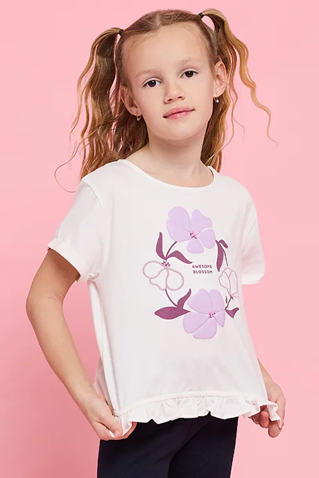 R&B Printed T-Shirt with Crew Neck and Short Sleeves