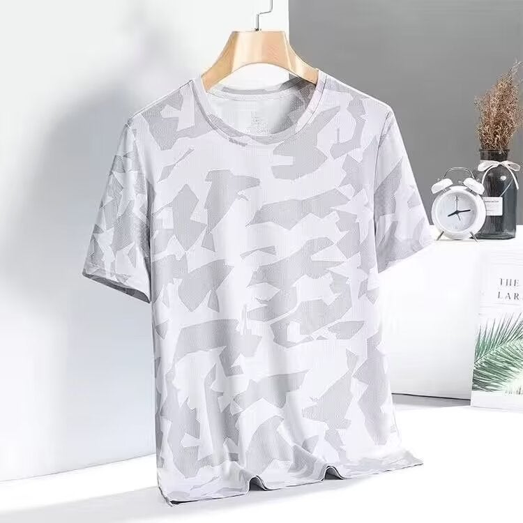 Men'S Camouflage Short-Sleeved T-Shirt Summer Trendy Brand Ice Silk Thin Loose T-Shirt Summer All-Match Casual Half-Sleeved T-Shirt - Image 2