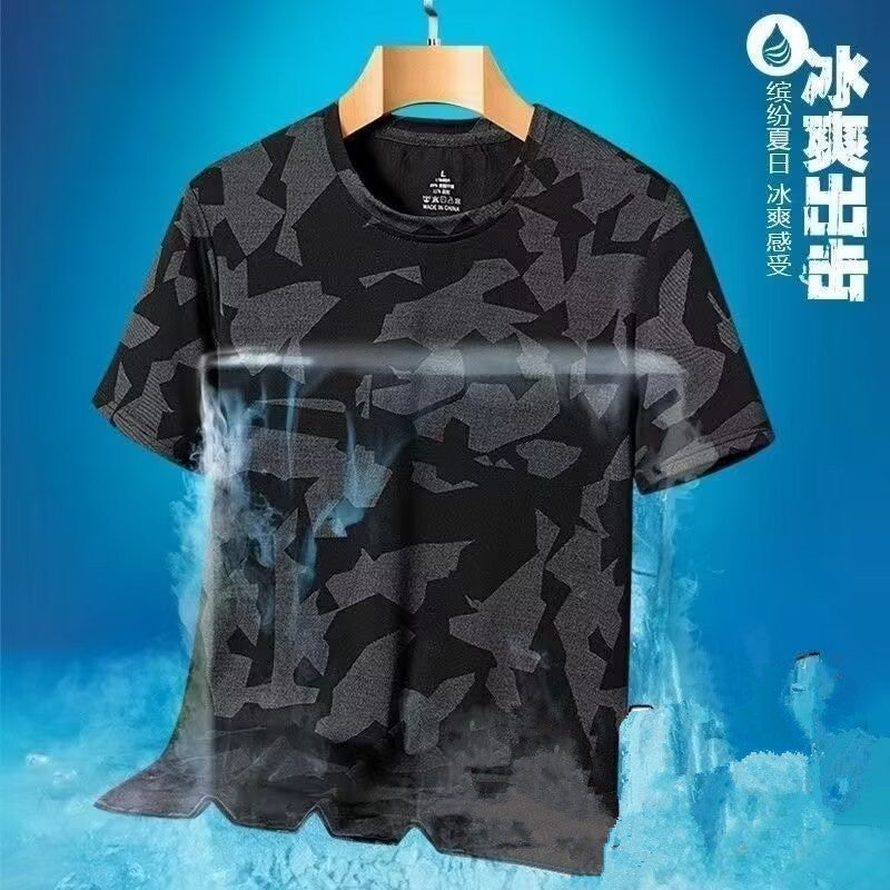 Men'S Camouflage Short-Sleeved T-Shirt Summer Trendy Brand Ice Silk Thin Loose T-Shirt Summer All-Match Casual Half-Sleeved T-Shirt - Image 3
