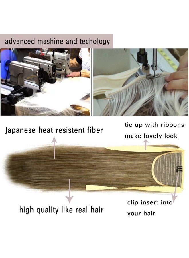 iLUU 24" Long Straight Wrap Around Ponytail Hair Extension 90g Synthetic Wig Hairpiece #119 Copper Red Color Tie Up Clip in Ponytails Fire Red Hair Pieces for Cosplay (Orange Red) - Image 3