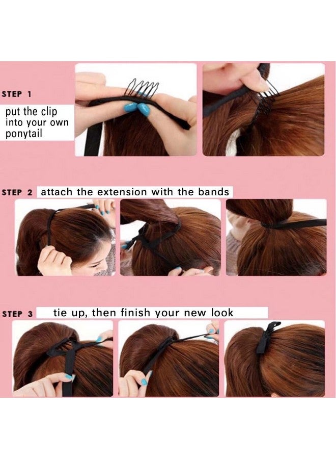 iLUU 24" Long Straight Wrap Around Ponytail Hair Extension 90g Synthetic Wig Hairpiece #119 Copper Red Color Tie Up Clip in Ponytails Fire Red Hair Pieces for Cosplay (Orange Red) - Image 4