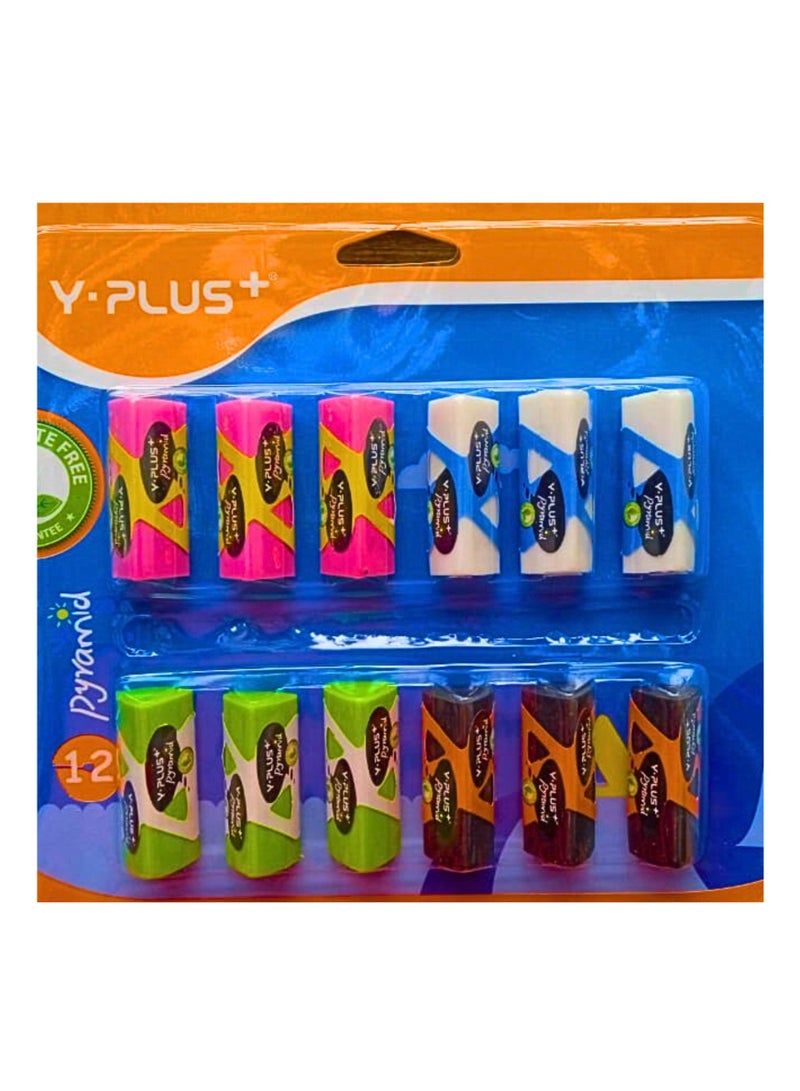YPlus Pyramid Eraser (Pack of 12 Pieces) - Image 1