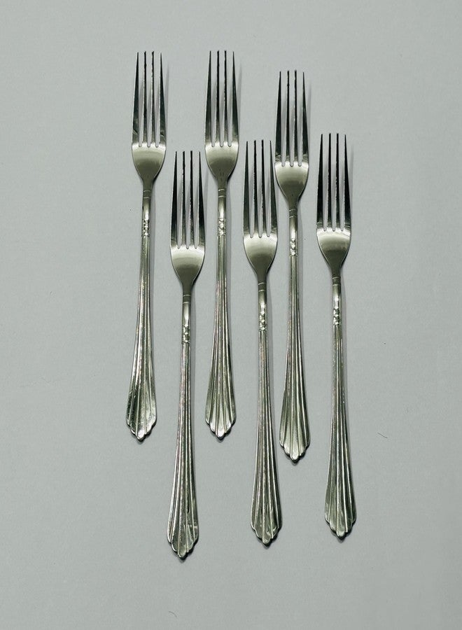 Dev Industries Stainless Steel Fork Set for Home and Kitchen, Fruit Fork for Dining Table, Shiny and Sturdy Handle Fork 18.5 cm, Silver (22 Gauge) (Pack of 6) - Image 1