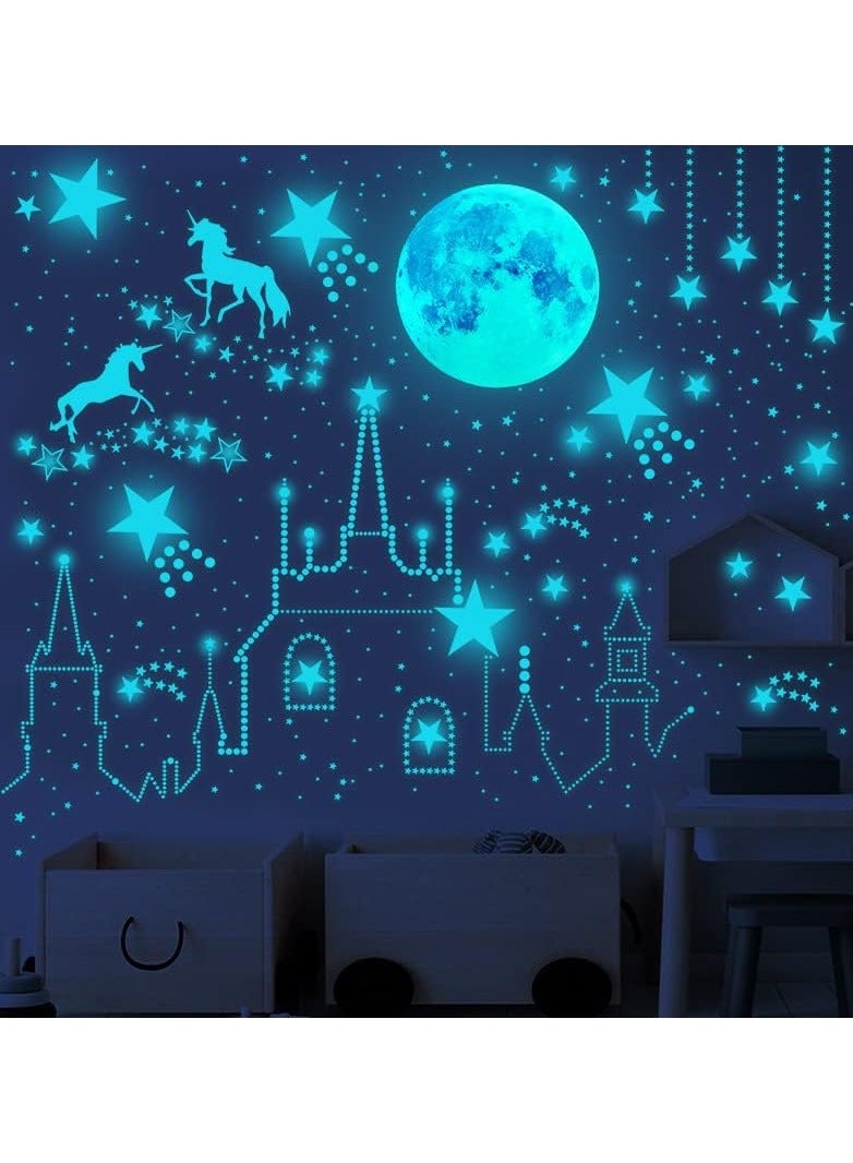 SYOSI 893Pcs Glow in The Dark Stars for Ceiling Glowing Stars for Ceiling Planets Stars Wall Decals Solar System Galaxy Space Nursery Wall Stickers for Kids Unicorns Castles Girls Boys Room  - Image 1