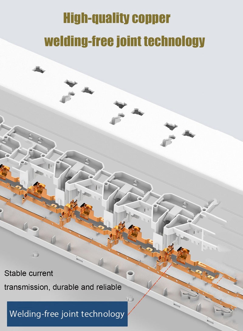 هيروكس شريط طاقة كابل تمديد الطاقة 4 منافذ USB شريط طاقة 4 منافذ قابس المملكة المتحدة إلى قابس عالمي قابل للتركيب على الحائط 1 واقي من زيادة التيار قابل للتبديل بشكل مستقل سلك منفذ طاقة مع كابل تمديد 2 متر - Image 4