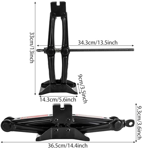 Fasmov Scissor Jack, Heavy Duty Lifting Jack, Lift Wind Up Tools, for/SUV/MPV Tyre Repair Changing Tool, 1.5 Ton (3,000 lb) Capacity, Black - Image 3
