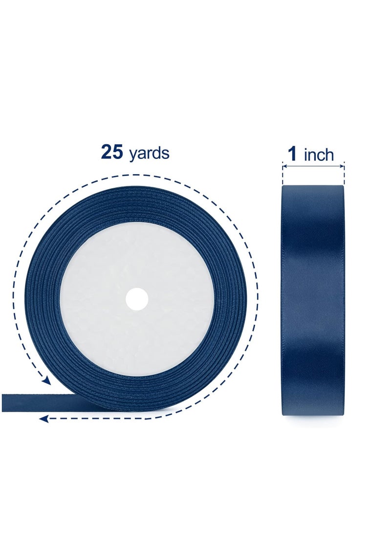 Sadaf - Satin Ribbon 1 Inch Wide For Crafts, Wrapping And Decoration Dark Blue - Image 1
