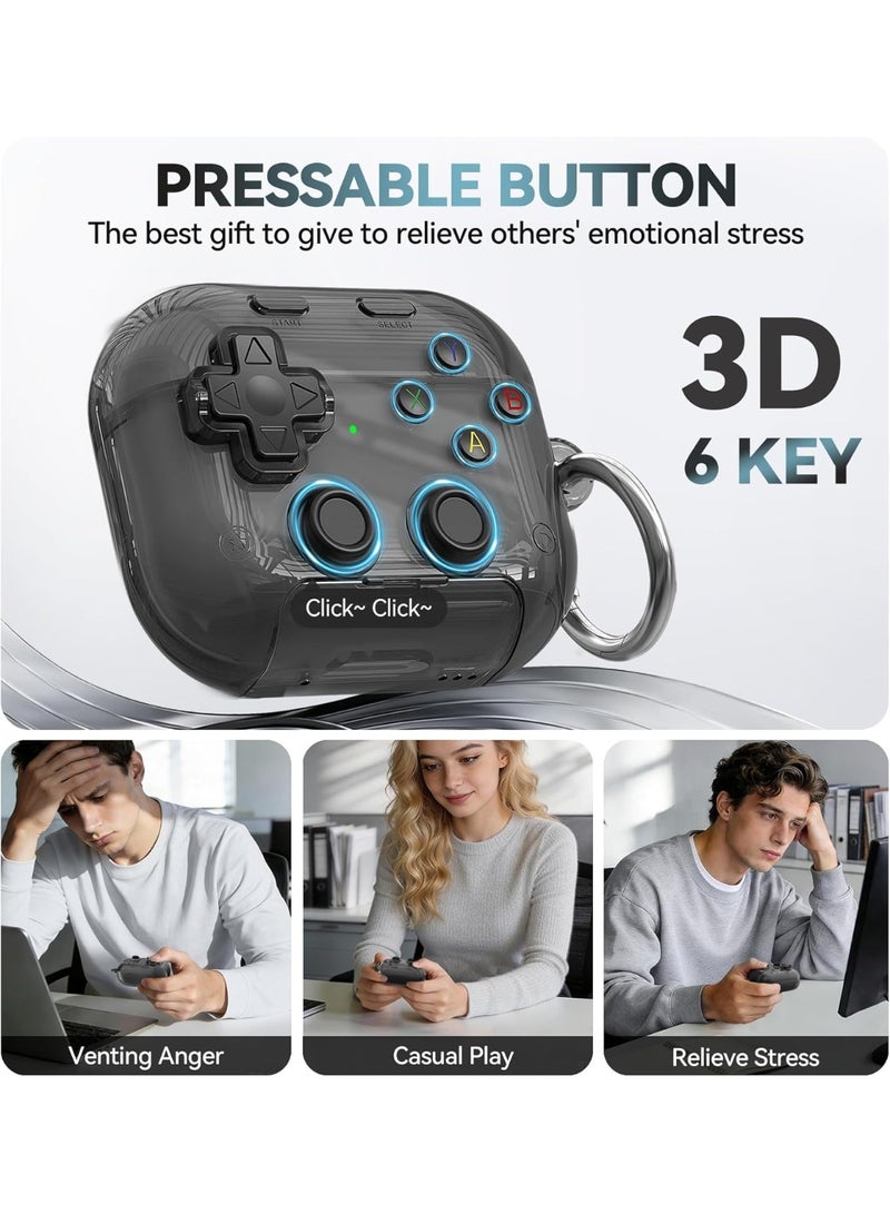 QIRG for AirPods 4 Case Cover, with Pressable Button, Safety Lock & Phone Stand,Cool Funny Gifts Case for Women Men to Relief Stress,Clear Black - Image 3