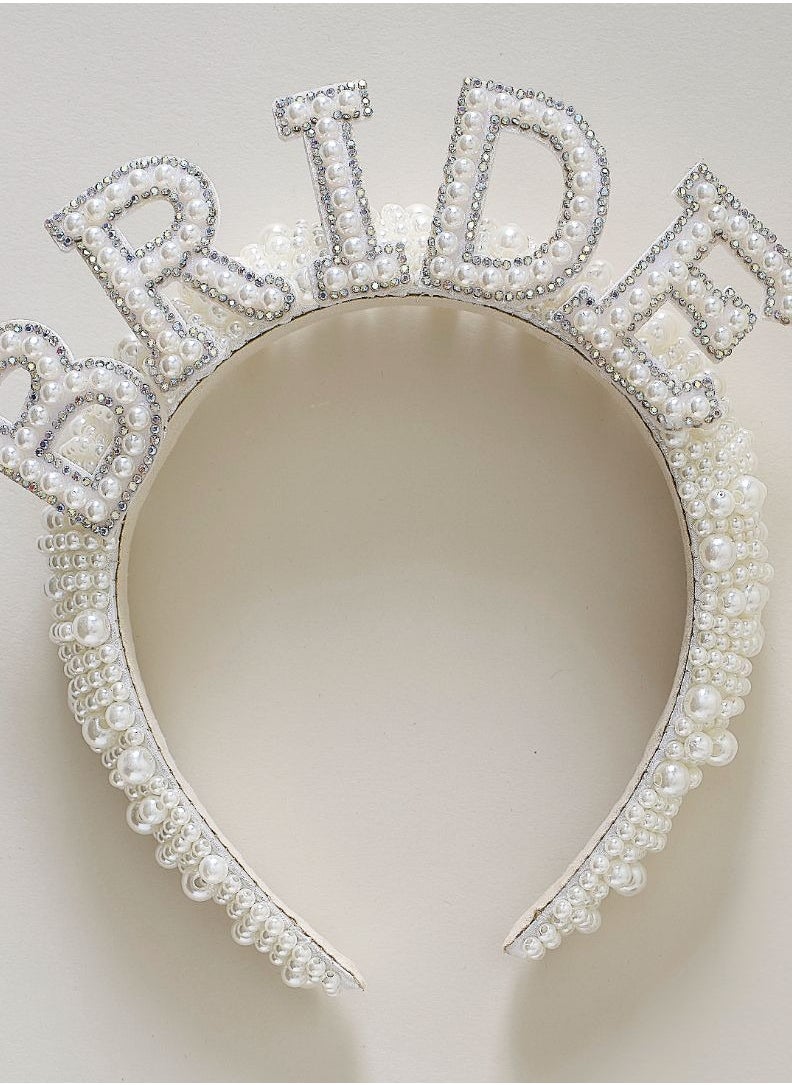 Ginger Ray Ginger Ray Bride Pearl Headband - Elegant Bridal Headband with Pearls Ideal for Hen Party and Wedding Decor  - Image 2