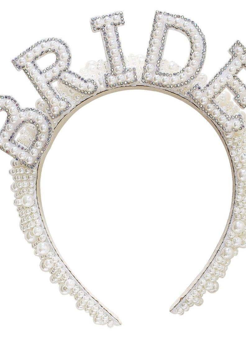 Ginger Ray Ginger Ray Bride Pearl Headband - Elegant Bridal Headband with Pearls Ideal for Hen Party and Wedding Decor  - Image 3