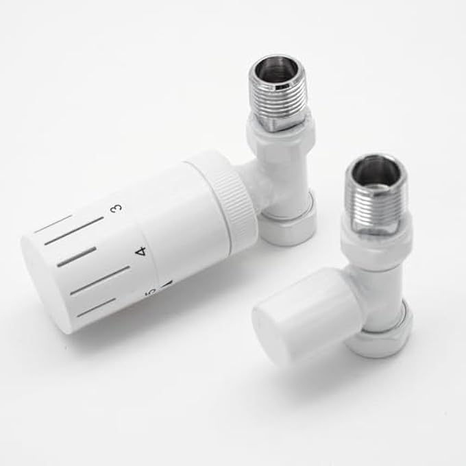 RADIATOR VALVE SET WITH THERMOSTAT FLOW AND RETURN FITTING 1/2 INCH FOR HEATING SIDE CONNECTION PASSAGE SHAPE - Image 2