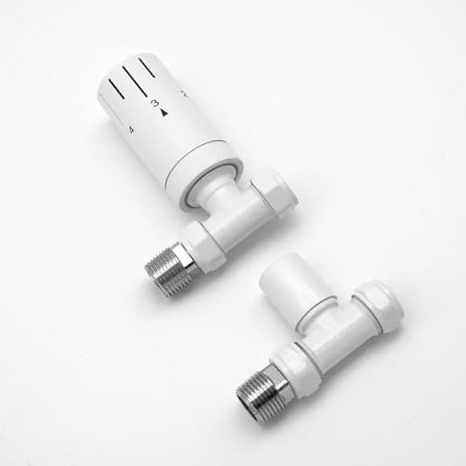 RADIATOR VALVE SET WITH THERMOSTAT FLOW AND RETURN FITTING 1/2 INCH FOR HEATING SIDE CONNECTION PASSAGE SHAPE - Image 3