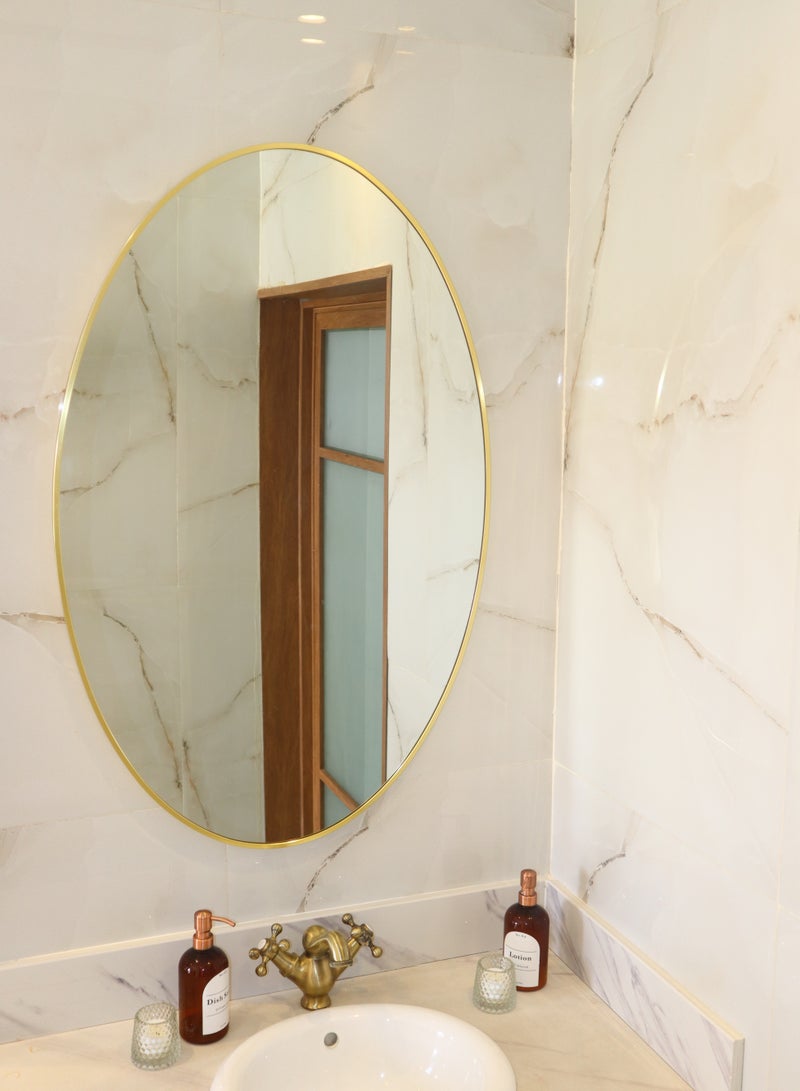 Glass Corner 70*110 Oval Mirrors - Gold - Image 1