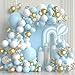 YMSZ Blue and White Gold Balloons100 pcs Blue White Gold Balloon Garland Arch Kit Metallic Chrome Gold Ballons with Macaroon Blue White Latex Balloons for Wedding Bridal Shower Baby Shower Decoration - Image 2