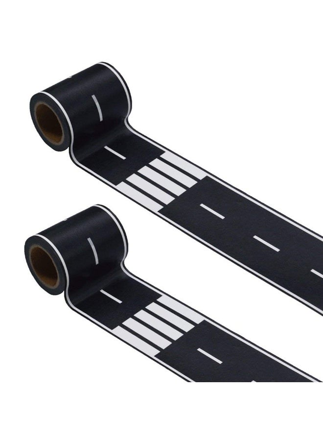 fantasize Black Road Track Tape, 2 Rolls Toy Car Road Tape for Kids, Race Car Decorations for Birthday Party, No Residue, 4.8cm x 5m Each Roll - Image 1
