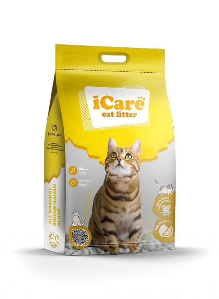 iCare Bentonite Cat Litter – Natural, Safe & Odor-Free [ Lemon, 25L ] - Image 1