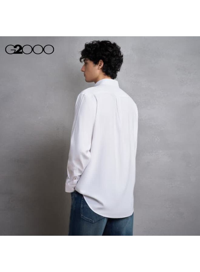 G2000 Oxford Fabric Casual Long Sleeve Cotton Blend Shirt For Men Autumn Winter White S - Image 2