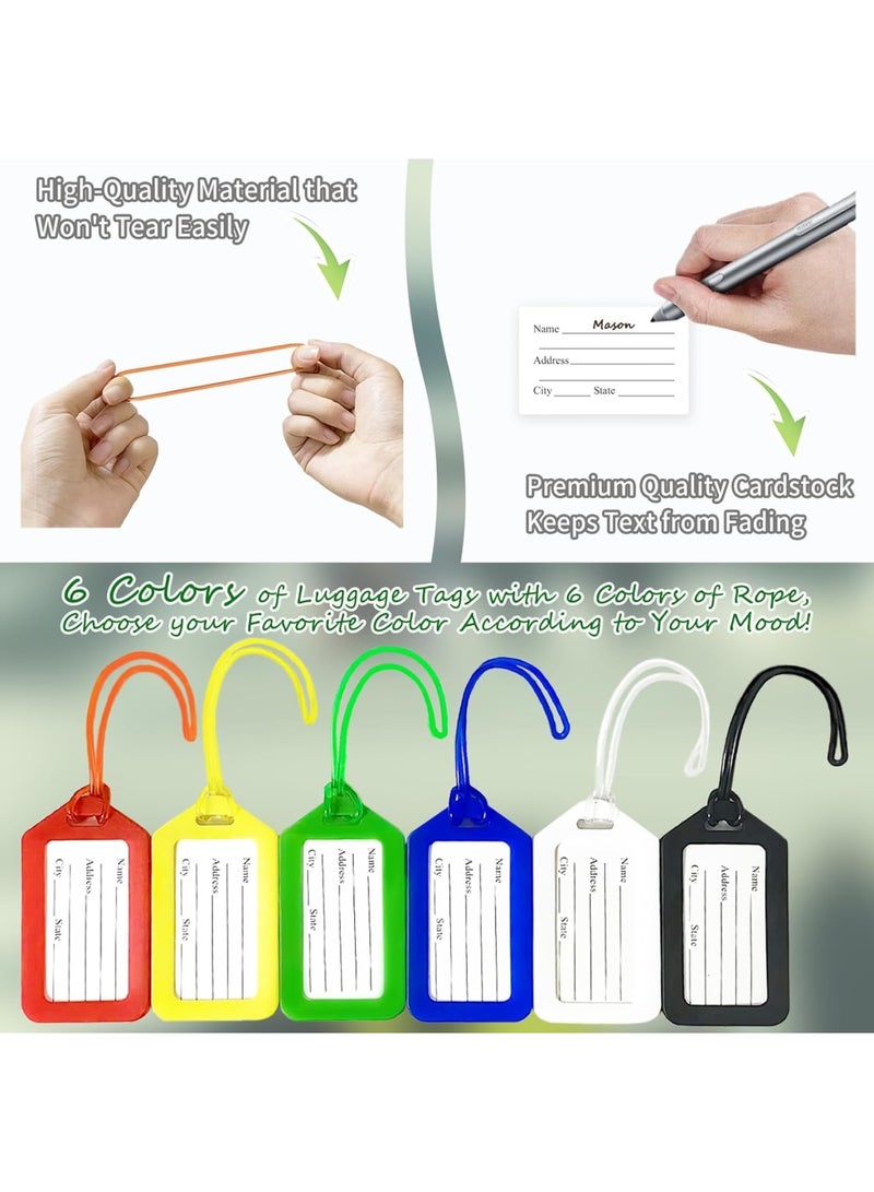 Luckam 12Pcs Luggage Identification Tags, Waterproof Travel Tags with Protective Film, Bright Colored Suitcase Tags for Kids and Adults, Travel Accessories for Bags, Backpacks, Luggage Identification - Image 2
