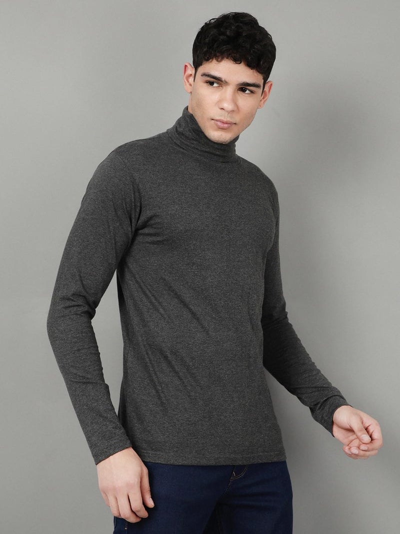 KRYPTIC Men’s Winter Wear Solid Turtleneck T-Shirt - Comfortable Cotton Full Sleeve Casual Top - Image 4