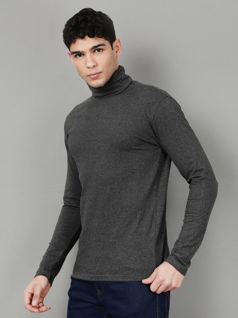 KRYPTIC Men’s Winter Wear Solid Turtleneck T-Shirt - Comfortable Cotton Full Sleeve Casual Top - Image 3