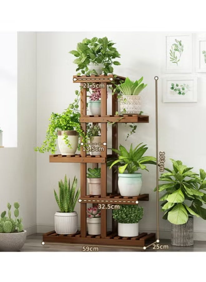 keke Balcony Flower Rack Storage in Living Room Multiple Layers  Brown103*25*59cm - Image 2