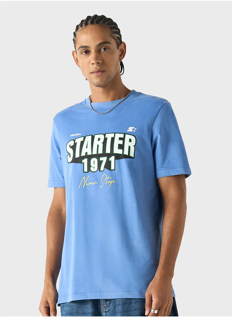 ستارتر Starter Typographic Print T-shirt with Crew Neck a