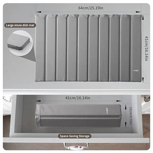 IMGROSE Stone Drying Mat for Kitchen Counter-Super Absorbent PU Dish Drying Mat, Quick Dry Stone Mat Kitchen for Dishes, Bottles & Cups, Large Foldable Stone Dish Drying Mat, Non-Slip Kitchen Mat - Image 5