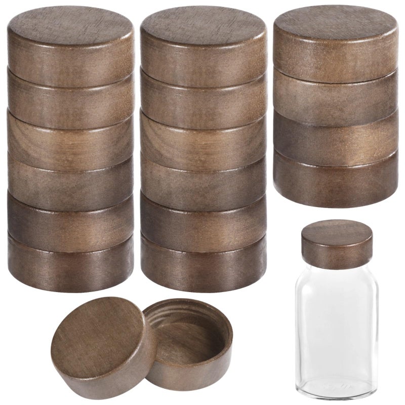 DIMEGON 16 PCS Threaded Wooden Jar Lids 185 in Airtight Glass Spice Container Lids Natural Acacia Timber TopsRound Bottle Storage Can Caps Reusable Closure for 4 oz and 8 oz Spice Jars 16 - Image 2