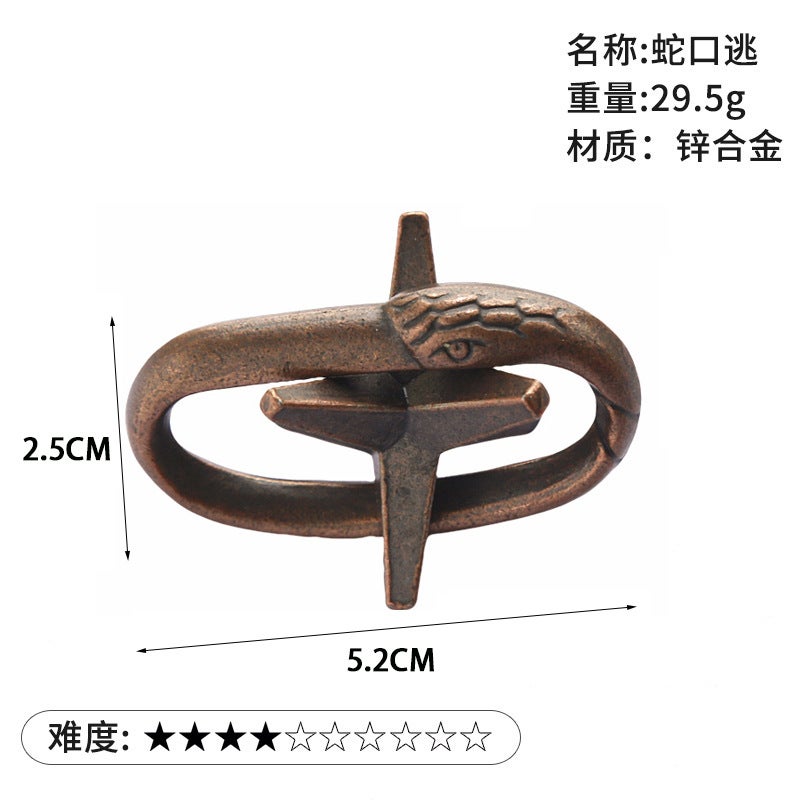 Magic Puzzle Gold Needle Horseshoe Square Lock Unlock Luban Lock Burn Brain Kong Ming Lock Triangle Chain High Iq Take Things - Image 1