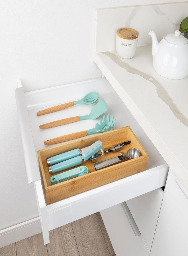 Smart Design Rectangular Bamboo Drawer Tray 15" x 6.1" x 2" (L x W x H) - Image 3