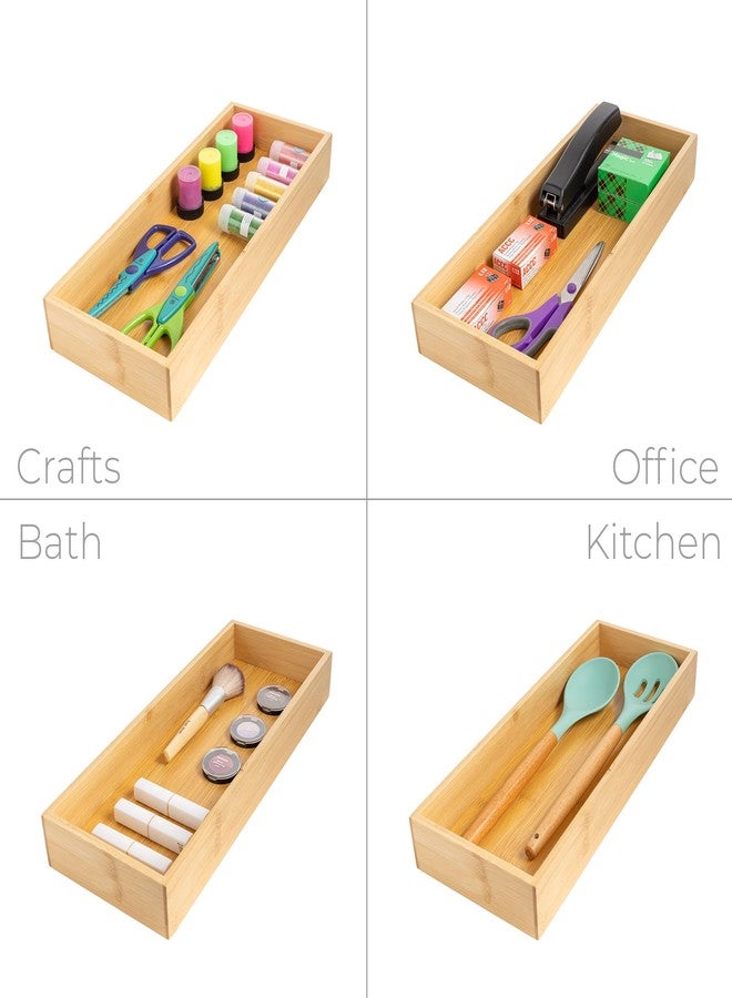 Smart Design Rectangular Bamboo Drawer Tray 15" x 6.1" x 2" (L x W x H) - Image 5