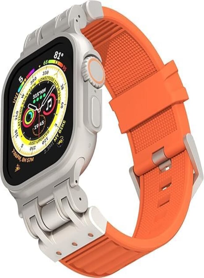 Next Store Soft Silicone Strap | 49mm 45mm 44mm 42mm Ultra Straps with Durable Metal Connector Compatible with Iwatch ultra ultra2|1|2|3|4|5|6|7|8|9|SE Soft Silicone Rubber Bands (Orange)