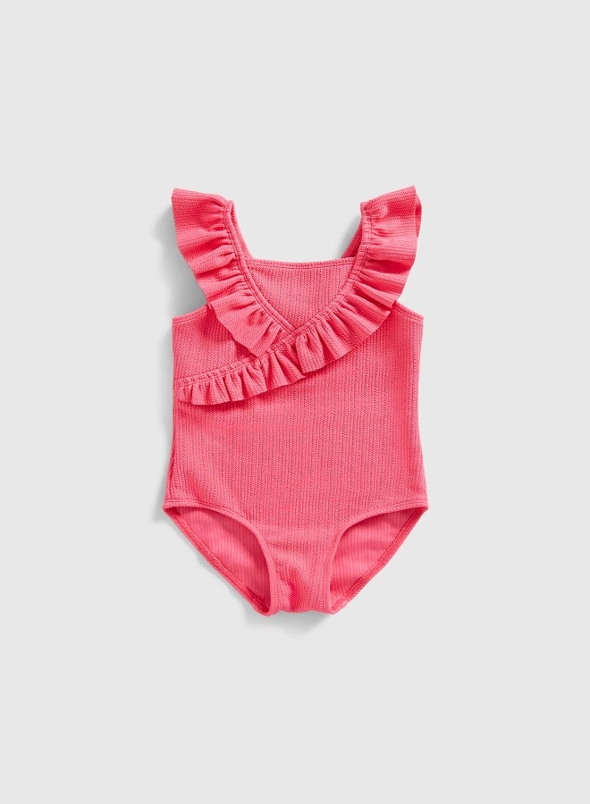 mothercare Hot Pink Frill Swimsuit - Image 1