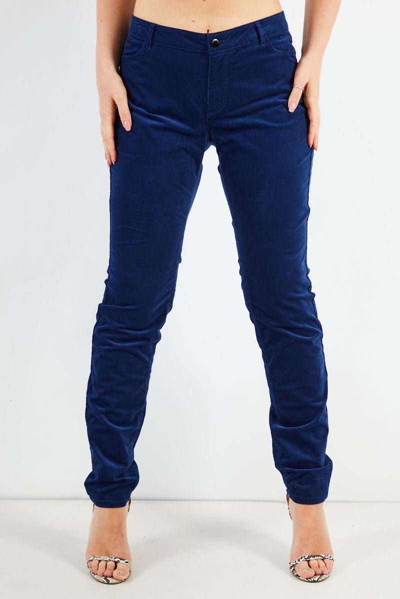 One Step Women Regular Fit Solid Trouser Pants, Navy - Image 1