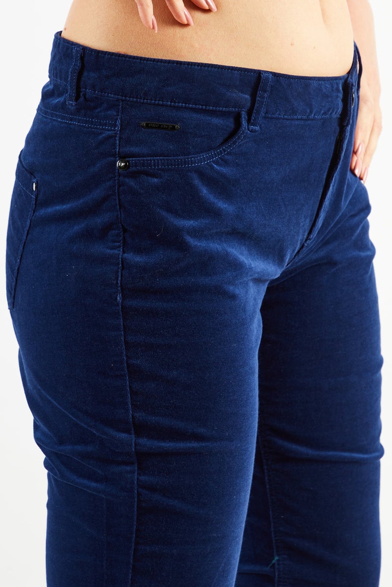 One Step Women Regular Fit Solid Trouser Pants, Navy - Image 2