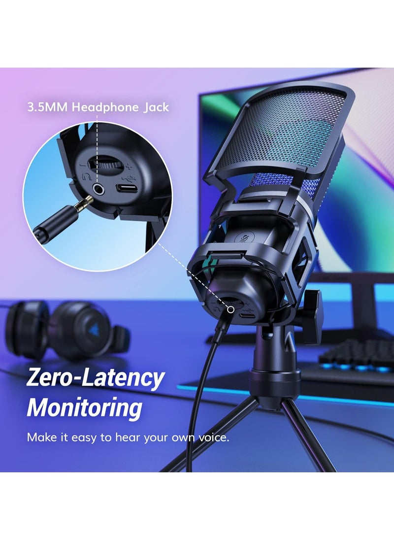 TONOR - "USB Gaming Microphone with RGB Lighting - Quick Mute, Precision Control, Ideal for Gaming, Streaming, and Podcasting - TC777 Pro" - Image 1