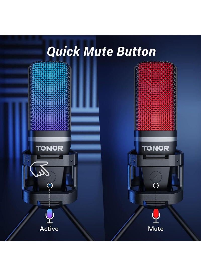 TONOR - "USB Gaming Microphone with RGB Lighting - Quick Mute, Precision Control, Ideal for Gaming, Streaming, and Podcasting - TC777 Pro" - Image 1